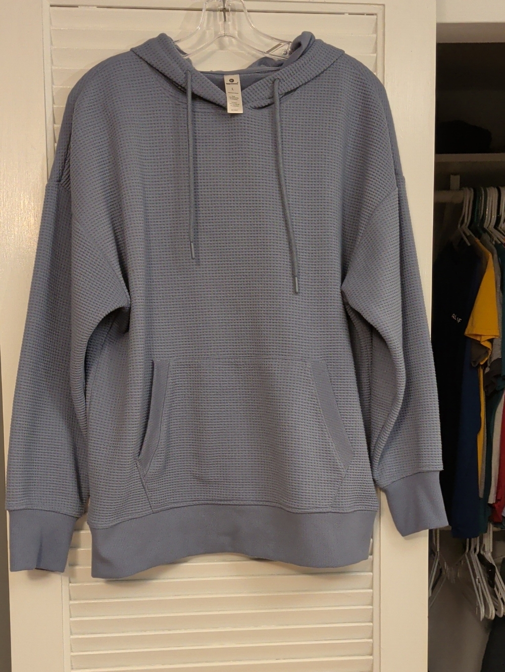90 Degree By Reflex Women's Hooded Waffle Pullover - Dusty Blue